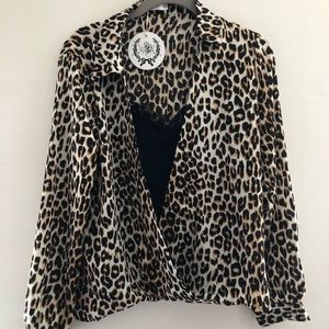 leopard print top with built in tank top
